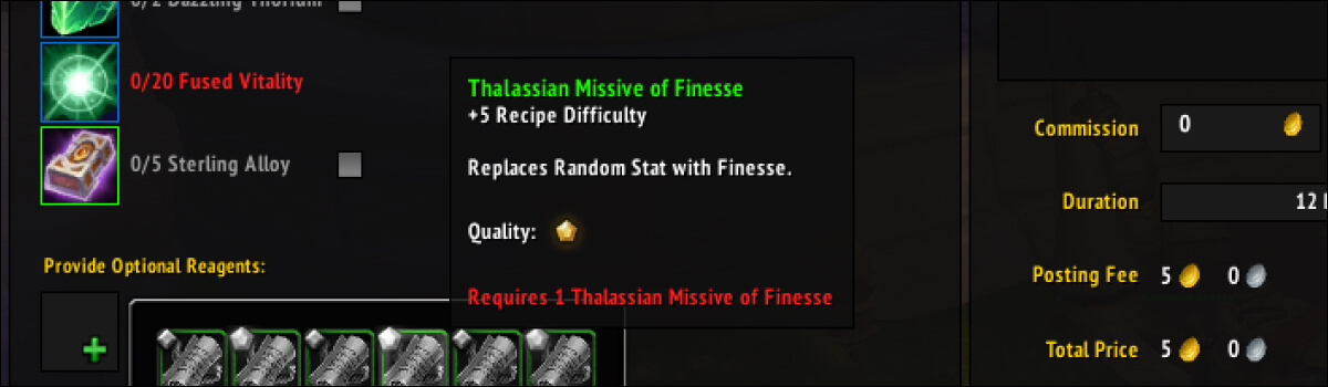 Midnight Missives for Crafted Gear & Profession Equipment